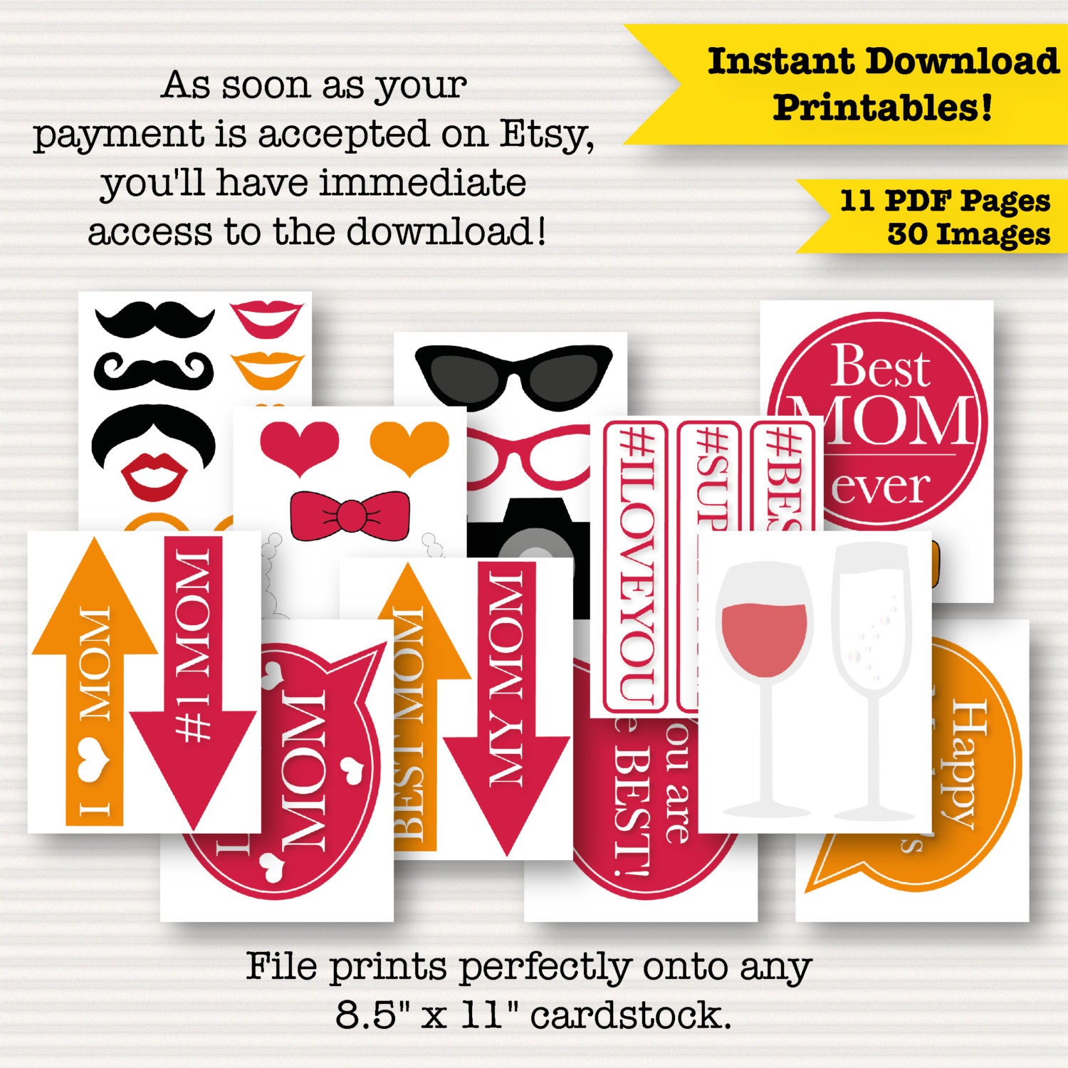 Mother's Day Printable Photo Booth Props Mother's - Etsy