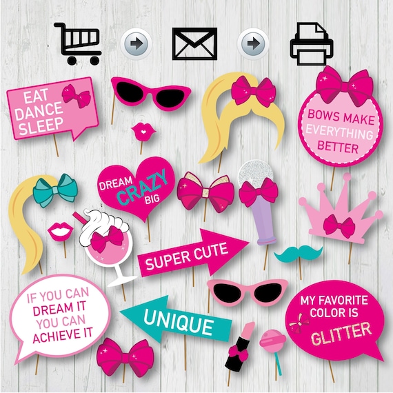 Jojo Siwa Photo Booth Printable Props - Jojo Inspired Props, Girl