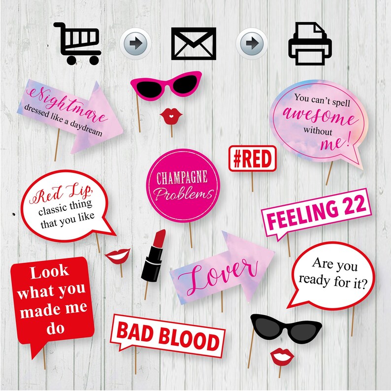 Taylor Swift Photo Booth Printable Props Taylor Swift Quotes - Etsy UK