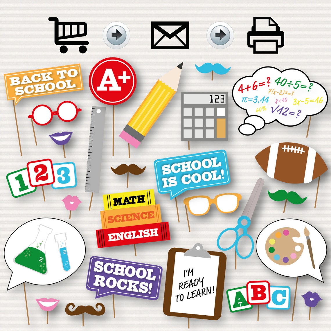 Back to School Photo Booth Printable Props School Party - Etsy