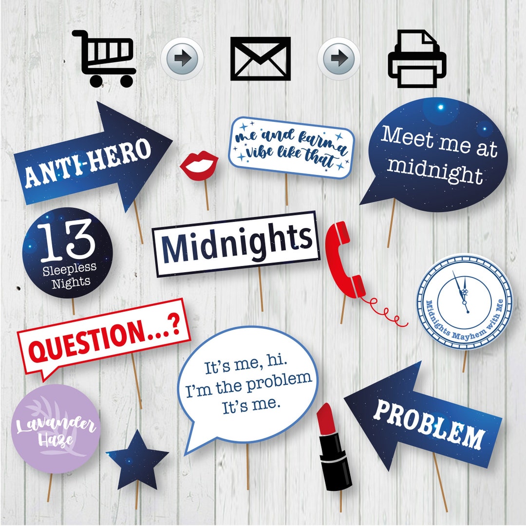 Midnights Taylor Swift Photo Booth Printable Props Taylor Swift Inspired Party Theme Props DIY