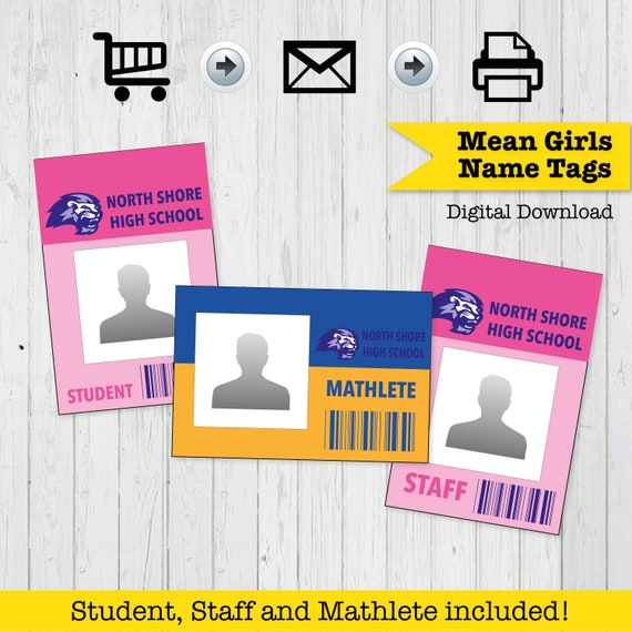 Mean Girls Name Badge Id Card North Shore High School Mathletes Mean Girls Tv Printable Tv Series Inspired Printable Name Diy By Surprise Inc Catch My Party