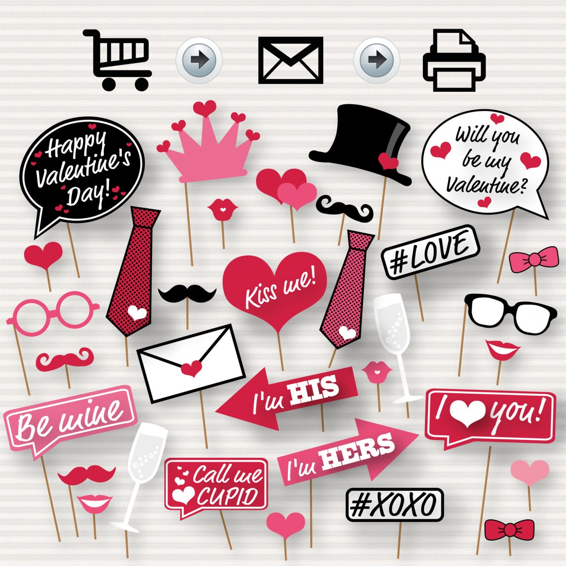 Valentine s Day Printable Photo Booth Props Etsy