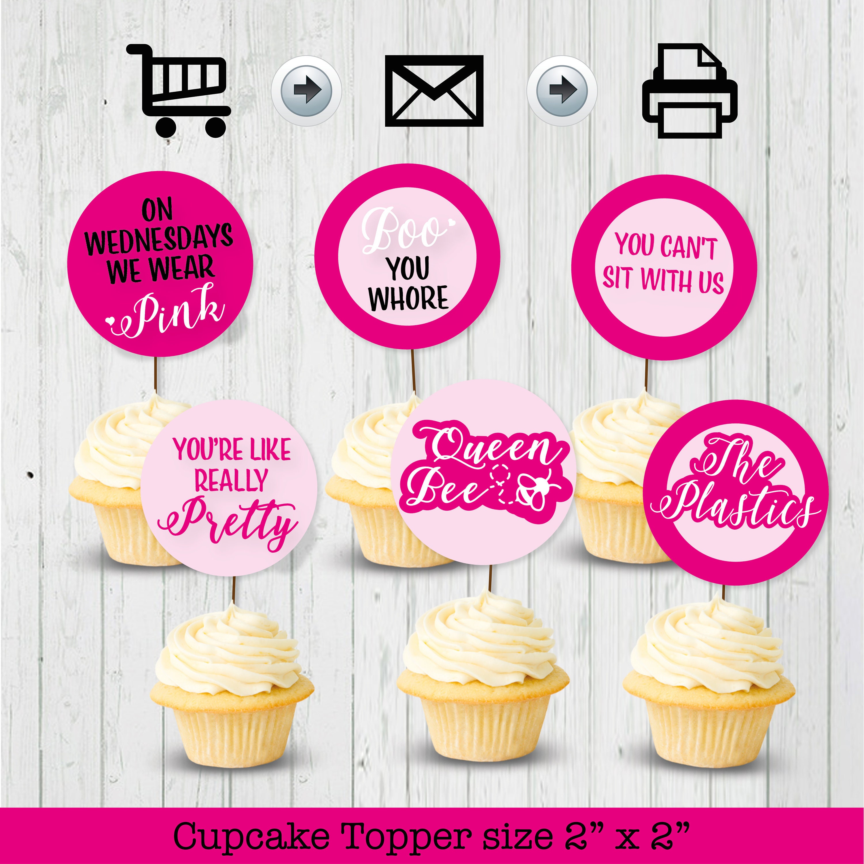 Cupcake Topper With Bamboo Sticks Multi-styles Clear Print