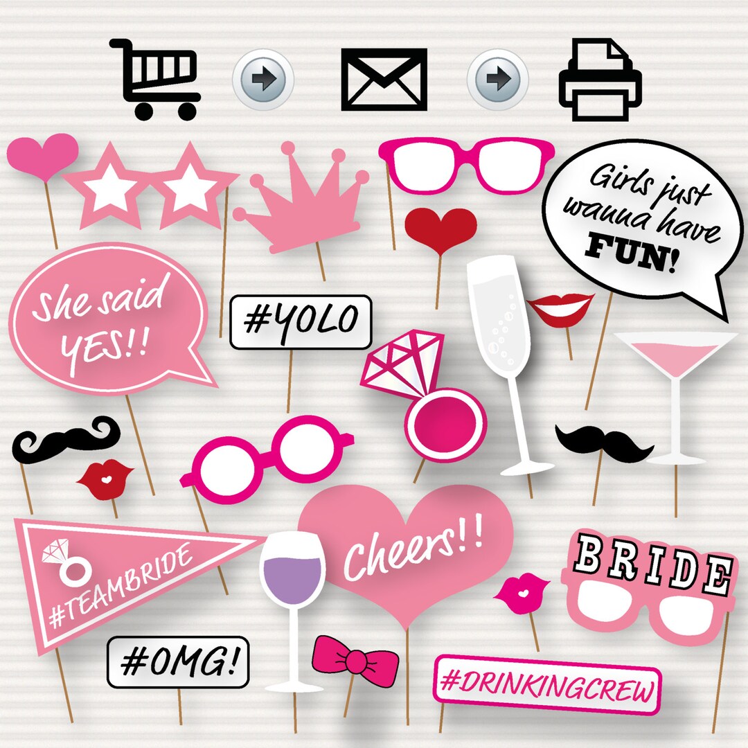Printable Bridal Shower Photo Booth Props - Bride Photobooth Props ...