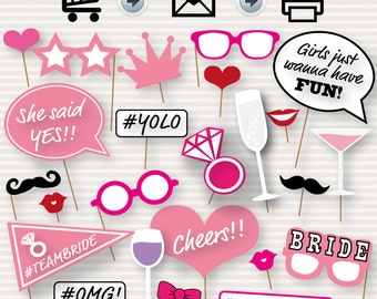 Printable Bridal Shower Photo Booth Props - Bride Photobooth Props - Bachelorette Printable Props - Bachelorette Party