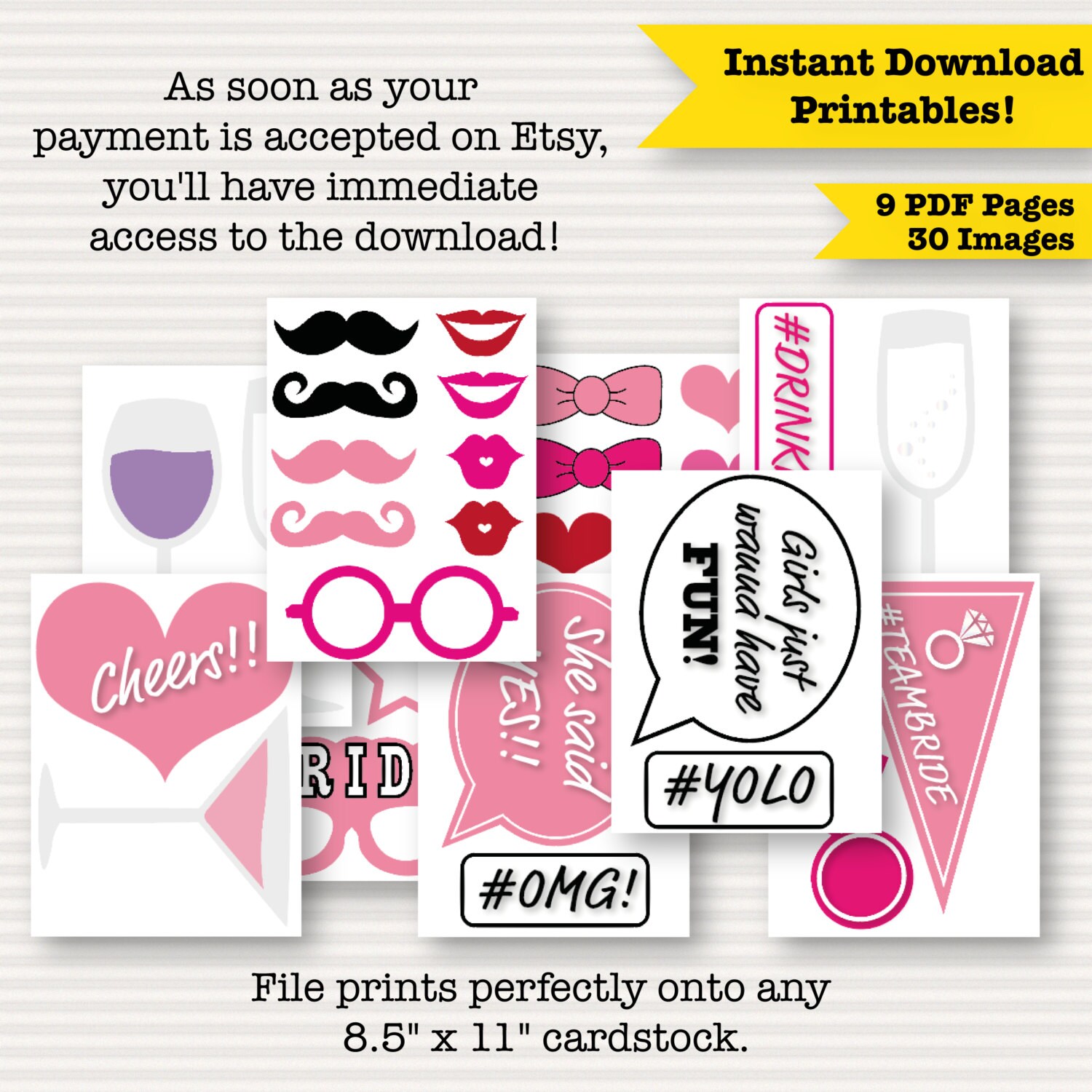 Printable Bridal Shower Photo Booth Props Bride Photobooth - Etsy