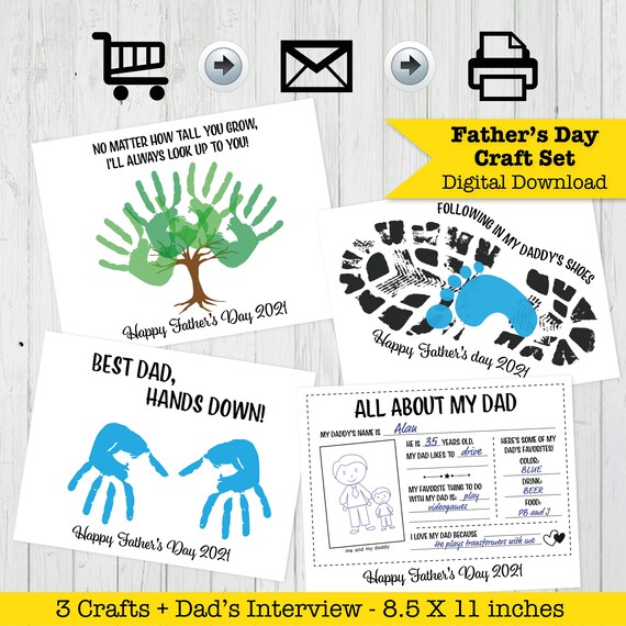 Father S Day Printable Craft Set Handprint Craft Diy Craft I Ll Always Look Up To You Father S Day Interview Following In Daddy S Shoes By Surprise Inc Catch My Party