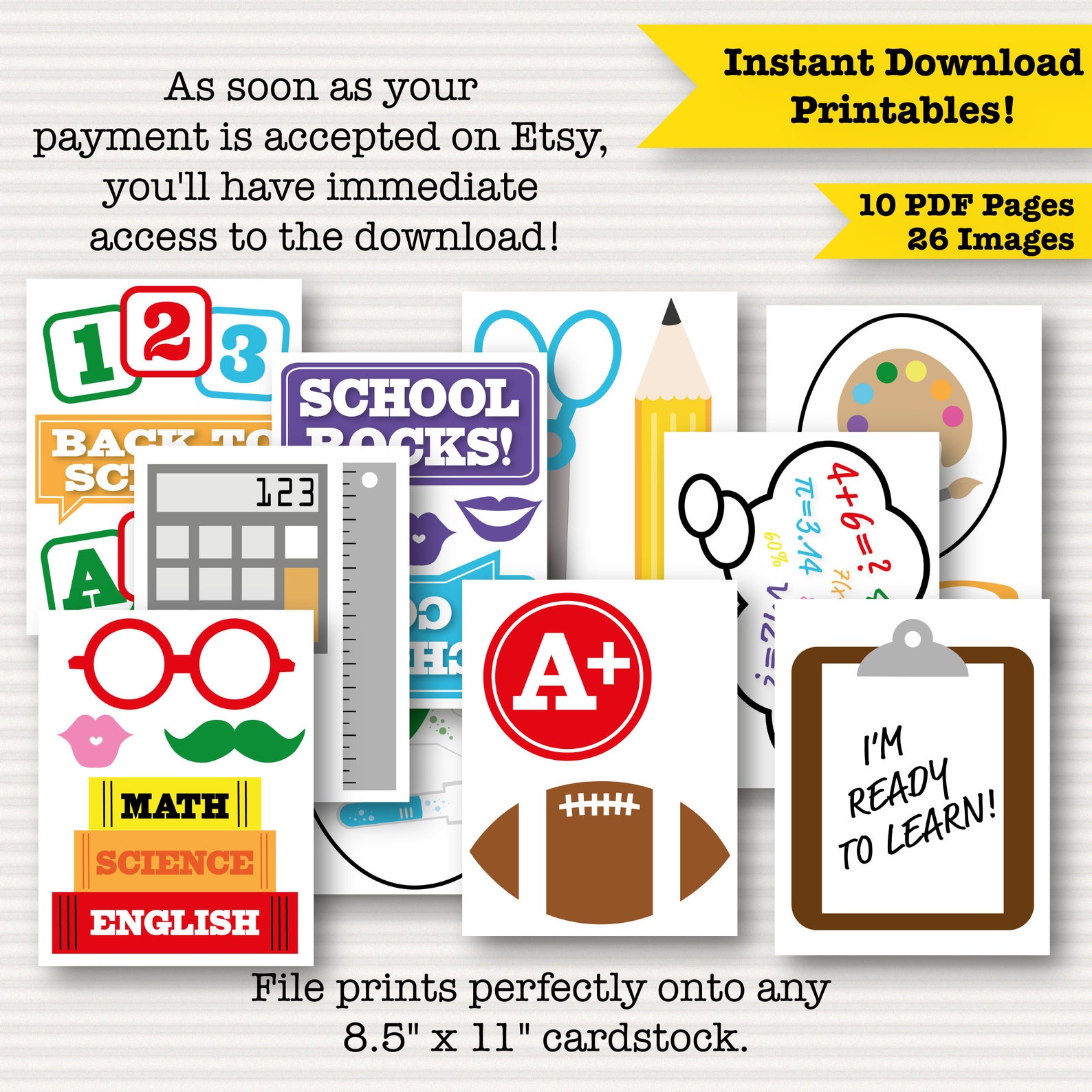 Back to School Photo Booth Printable Props School Party - Etsy