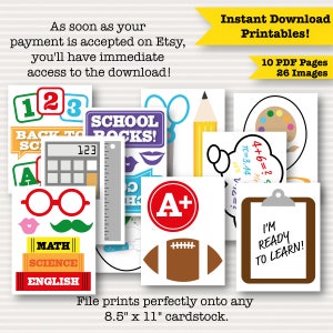 Back to School Photo Booth Printable Props School Party Decorations Back to School Party Signs School Party DIY Instant Download image 2