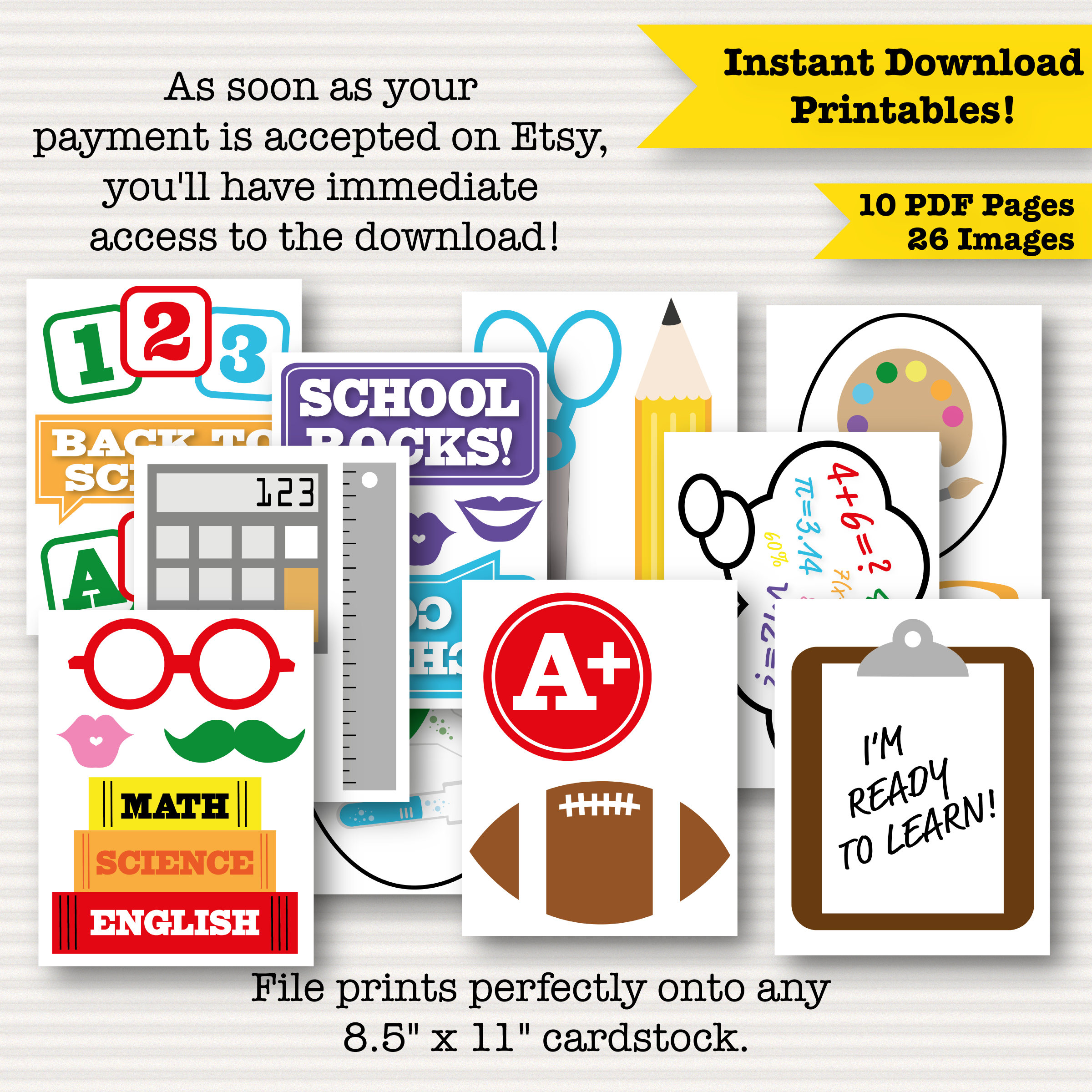 Back to School Photo Booth Printable Props School Party - Etsy