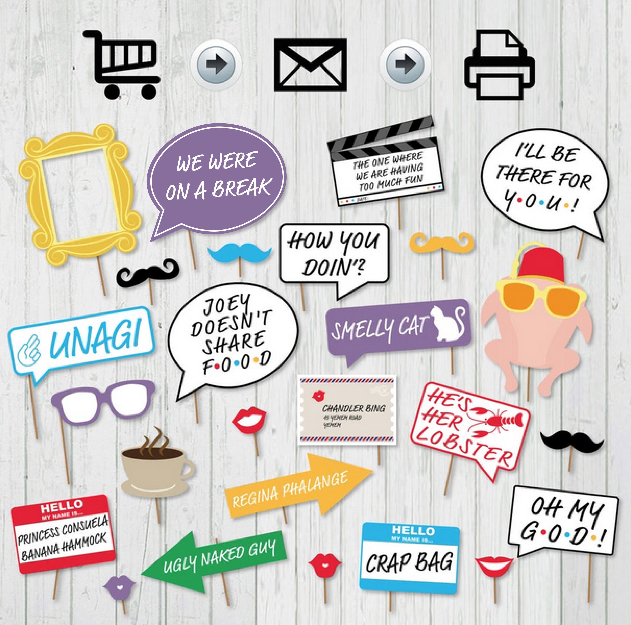 Friends TV Photo Booth Printable Props Tv Series Inspired Etsy Canada