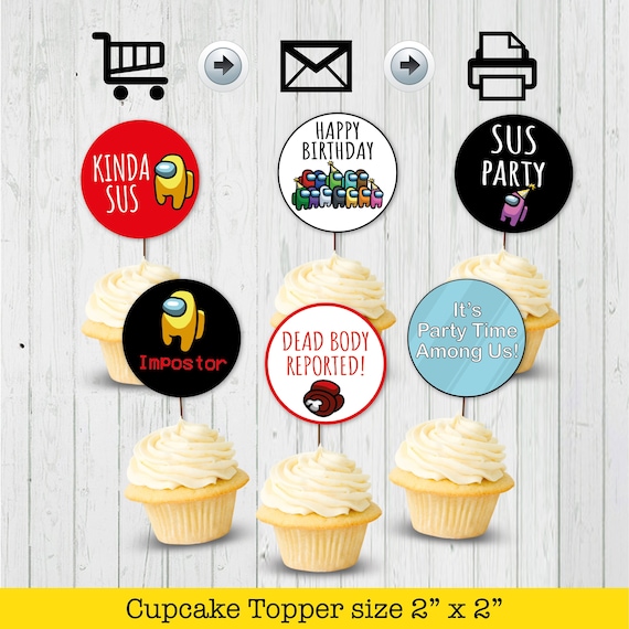 Among Us Cupcake Toppers Party Printable PRINTABLE Decor, Among Us.