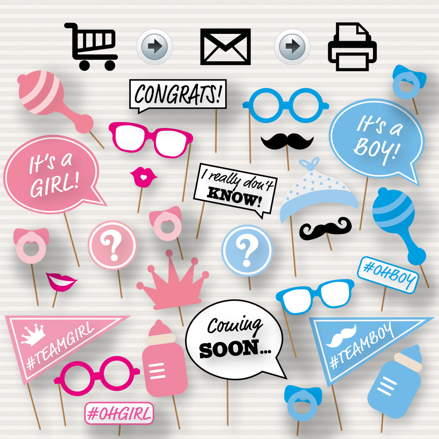 Baby Shower Party Decorations Boy Or Girl Gender Reveal Party Supplies With  Photo Booth Props From Cat11cat, $11.91