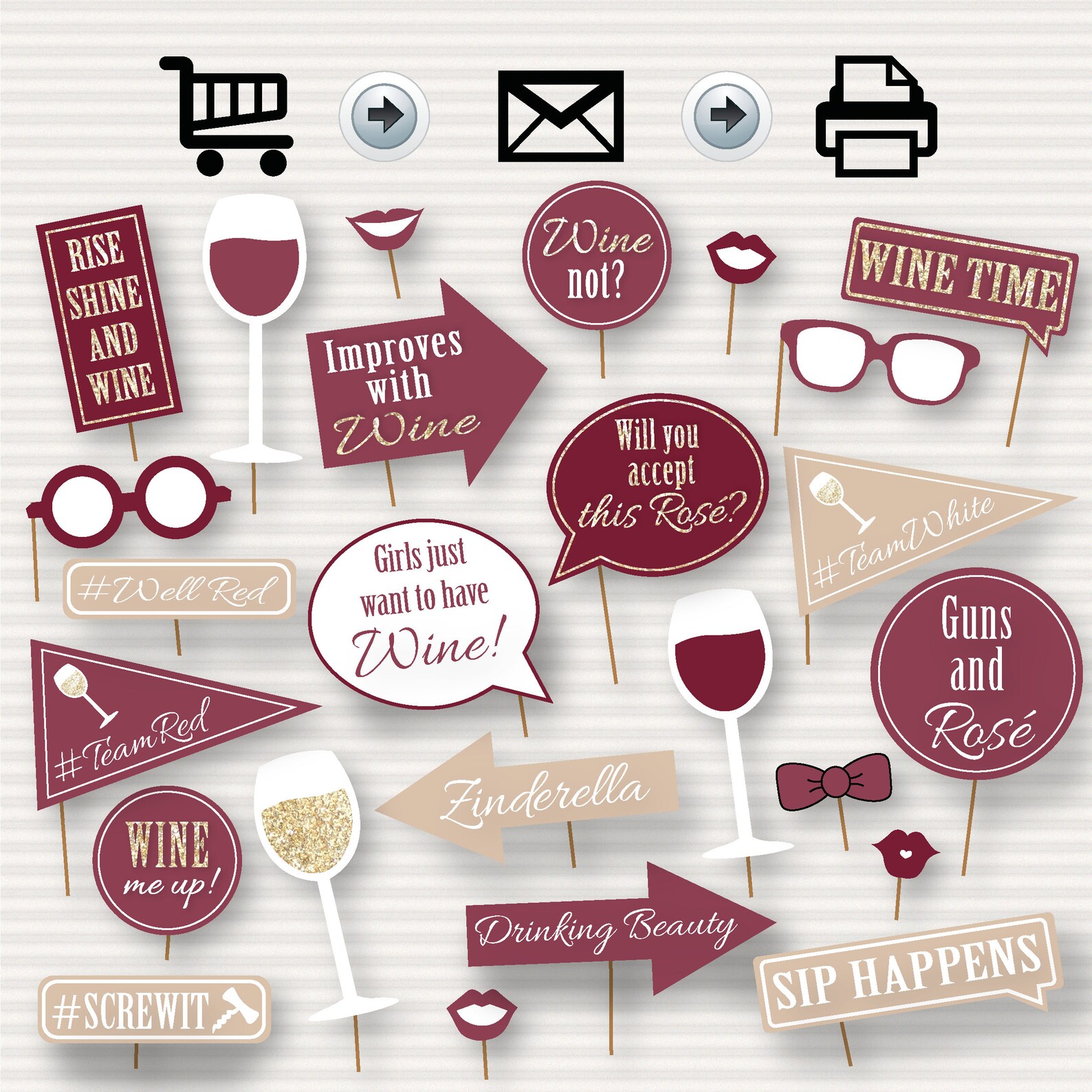Wine Party Photo Booth Printable Props Party Printable Photo - Etsy