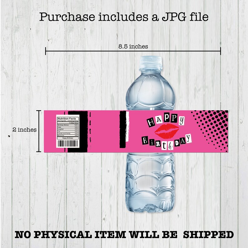 Mean Girls Inspired Water Bottle Labels Party Printable Mean Etsy