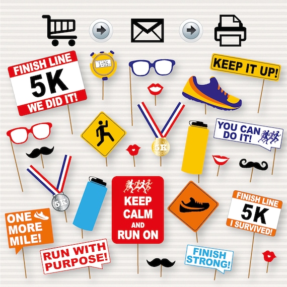 5K Printable Photo Booth - Runner Photo Booth - Printable Props - 5K Photobooth - Runner Photo Props - Cross Country - Track Props - DIY Il_570xn