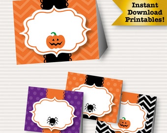 Halloween Printable Food Tent - Instant download, Kids Halloween Food Labels, Halloween Party Printables, Template Halloween Birthday  - DIY