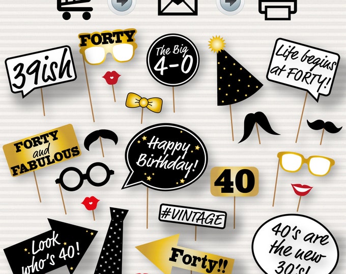 40th Birthday Party Printable Photo Booth Props Glasses - Etsy