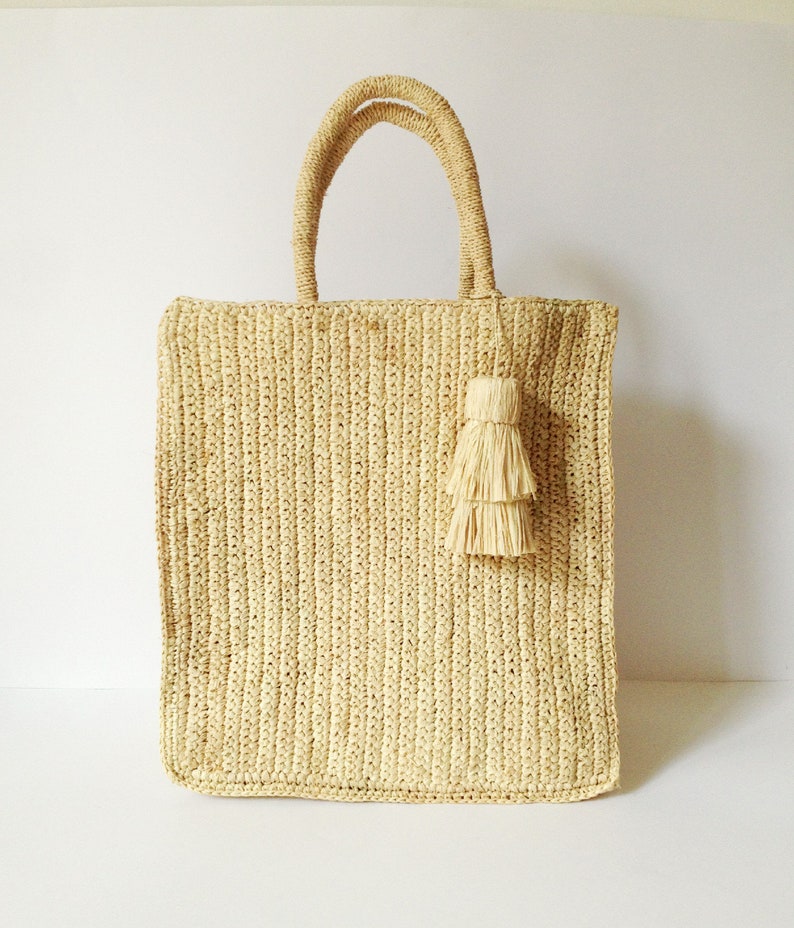 Raffia tote tas stro tas rieten mand SAC Cabas SAC de Etsy