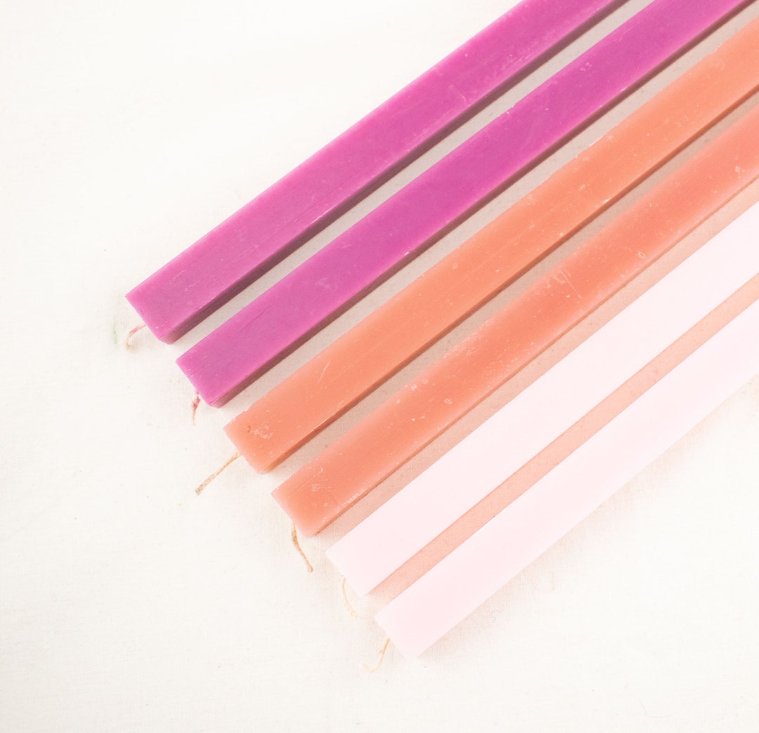 Set of Six Pretty in Pink Taper Candles Wedding Candles Etsy