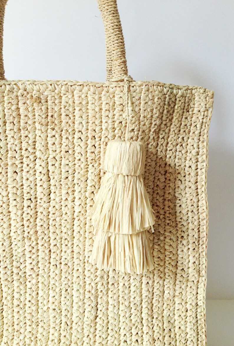 Raffia tote tas stro tas rieten mand SAC Cabas SAC de Etsy
