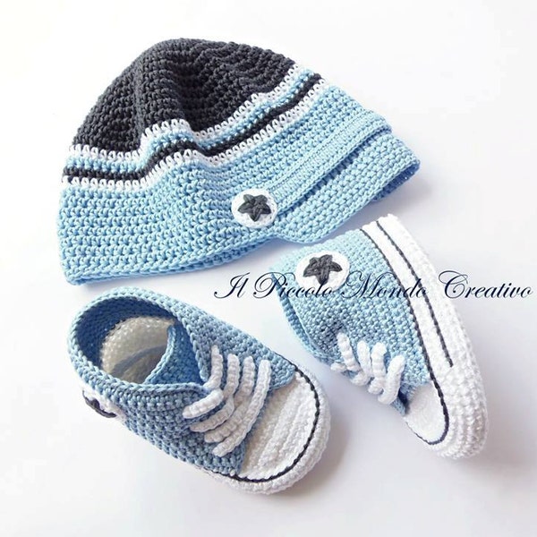 Baby Boy Set Crochet Baby set Baby Hat Baby Sneakers