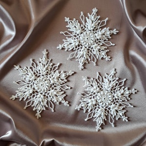 Crochet Snowflake Set: White Cotton Christmas Decoration (Set of 3)