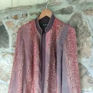 80s Faux Snakeskin Jacket - Shoulder Pads - Size 18W