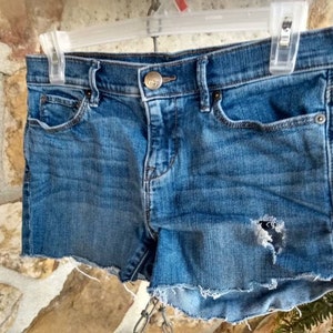 Loft Denim Cutoff Shorts: Modern Skinny Distressed Hot Pants, Size 4