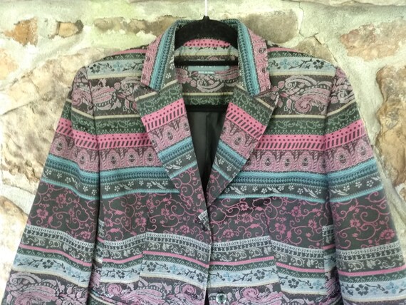Vintage Koret Tribal Blazer: 90s One-Button Jacke… - image 6