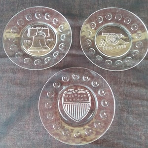 Bicentennial Glass Plates: 1776-1976 Collector Set of 3