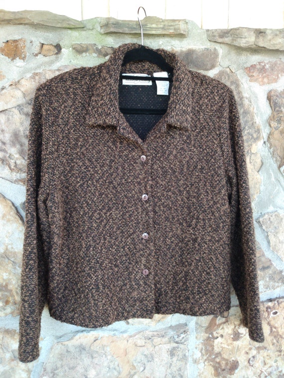 80s Lightweight Shirt Jacket Brown Unlined Large S