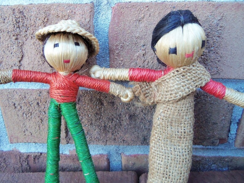 Handmade Asian Rope Dolls: Man & Woman Figurines (5 Inch) - Etsy