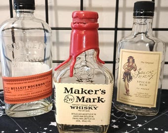 EMPTY Glass Liquor Bottles: Craft Project, Multi-Size Lot of 3