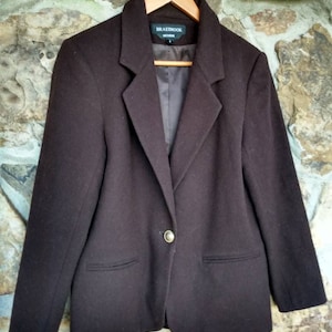 90s Wool Blazer: BraeBrook Brown Lined Jacket, Size 4