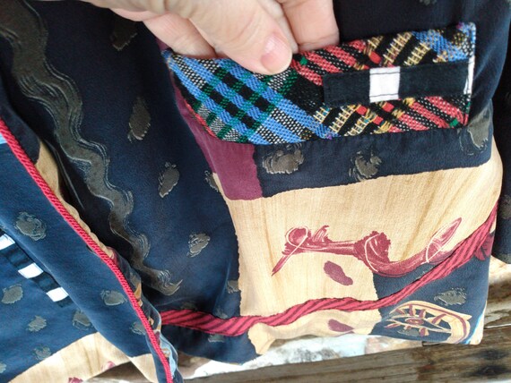 80s Silk Patchwork Jacket: Mosaic Print, Shoulder… - image 4