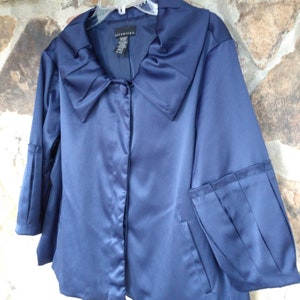 90s Shiny Midnight Blue Opera Jacket - Size XL