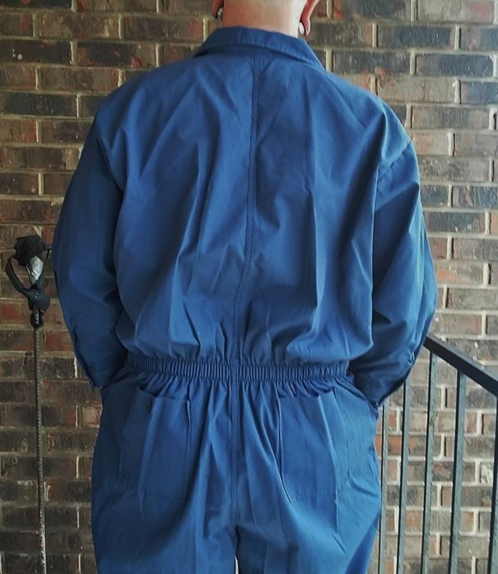 Vintage Mens Coveralls 70s Para Suit Blue Jumpsuit Sky Diving Mechanic Extra Large 56 Regular