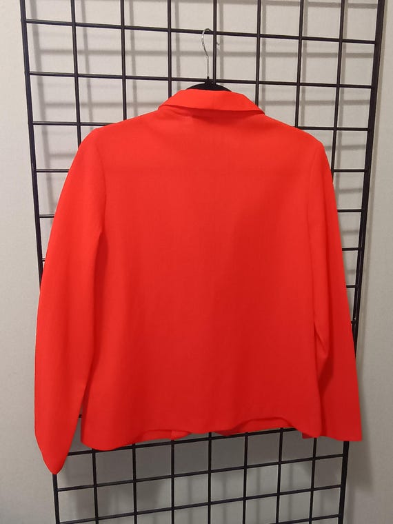 70s Orange Polyester Blazer: Stretch Seersucker, … - image 2