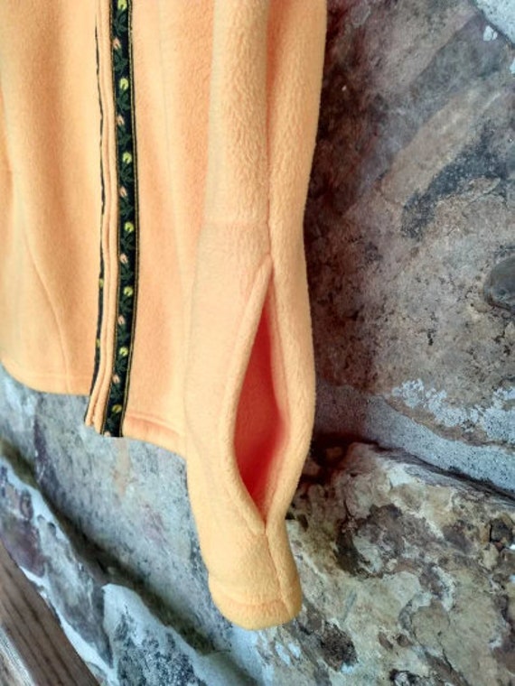 Yellow Fleece Vest Flower Border Medium Zip Front… - image 3
