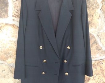 Mens 70s Double Breasted Suit Coat Navy Chest 48 Gold Buttons FREE SHIPPING