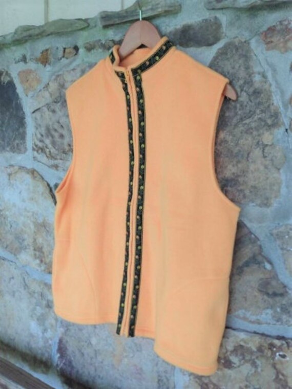 Yellow Fleece Vest Flower Border Medium Zip Front by … Gem