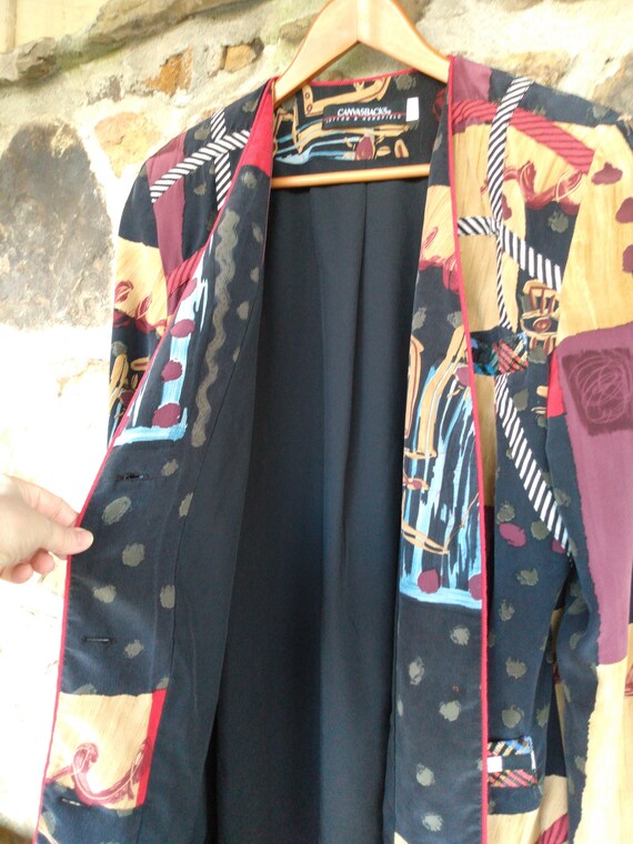 80s Silk Patchwork Jacket: Mosaic Print, Shoulder… - image 7