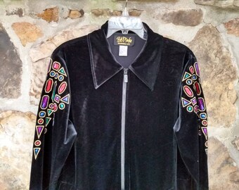 Black Velour Jacket Bob Mackie Wearable 