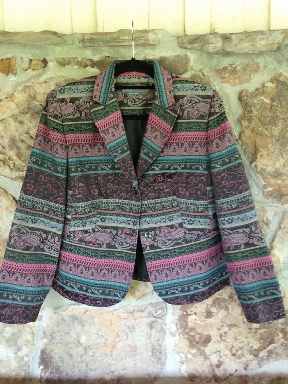 Vintage Koret Tribal Blazer: 90s One-Button Jacke… - image 7