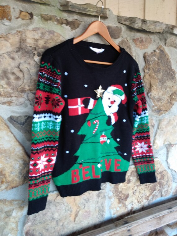 Ugly Christmas Sweater Santa Chimney Believe Larg… - image 7