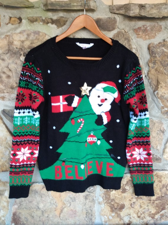 Ugly Christmas Sweater Santa Chimney Believe Larg… - image 4