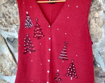 Ugly Christmas Sweater Vest Large Red 