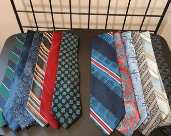 Vintage Neckties Lot of 12: Multi Colored, 60s 70s 80s 90s